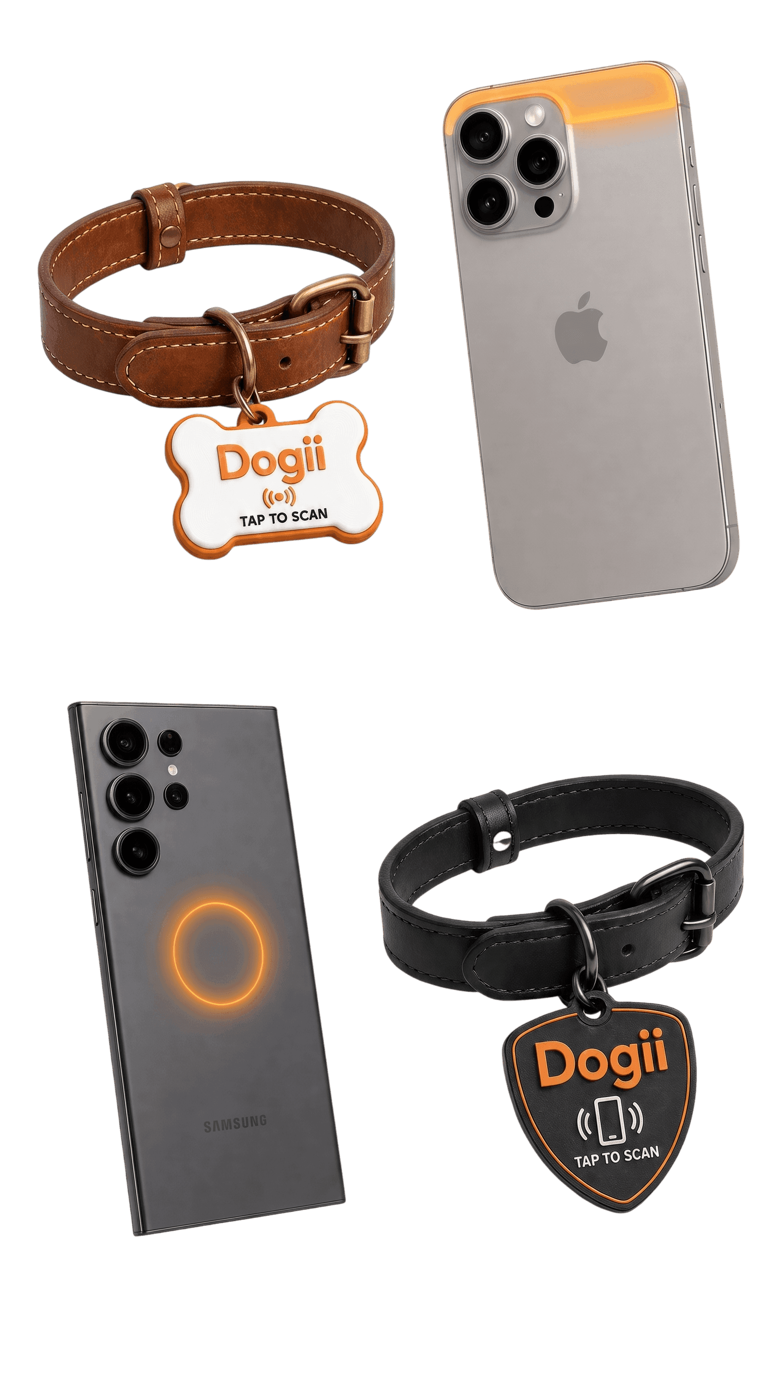 How to scan your Dogii tag — hold the top of iPhone or center of Android near the tag